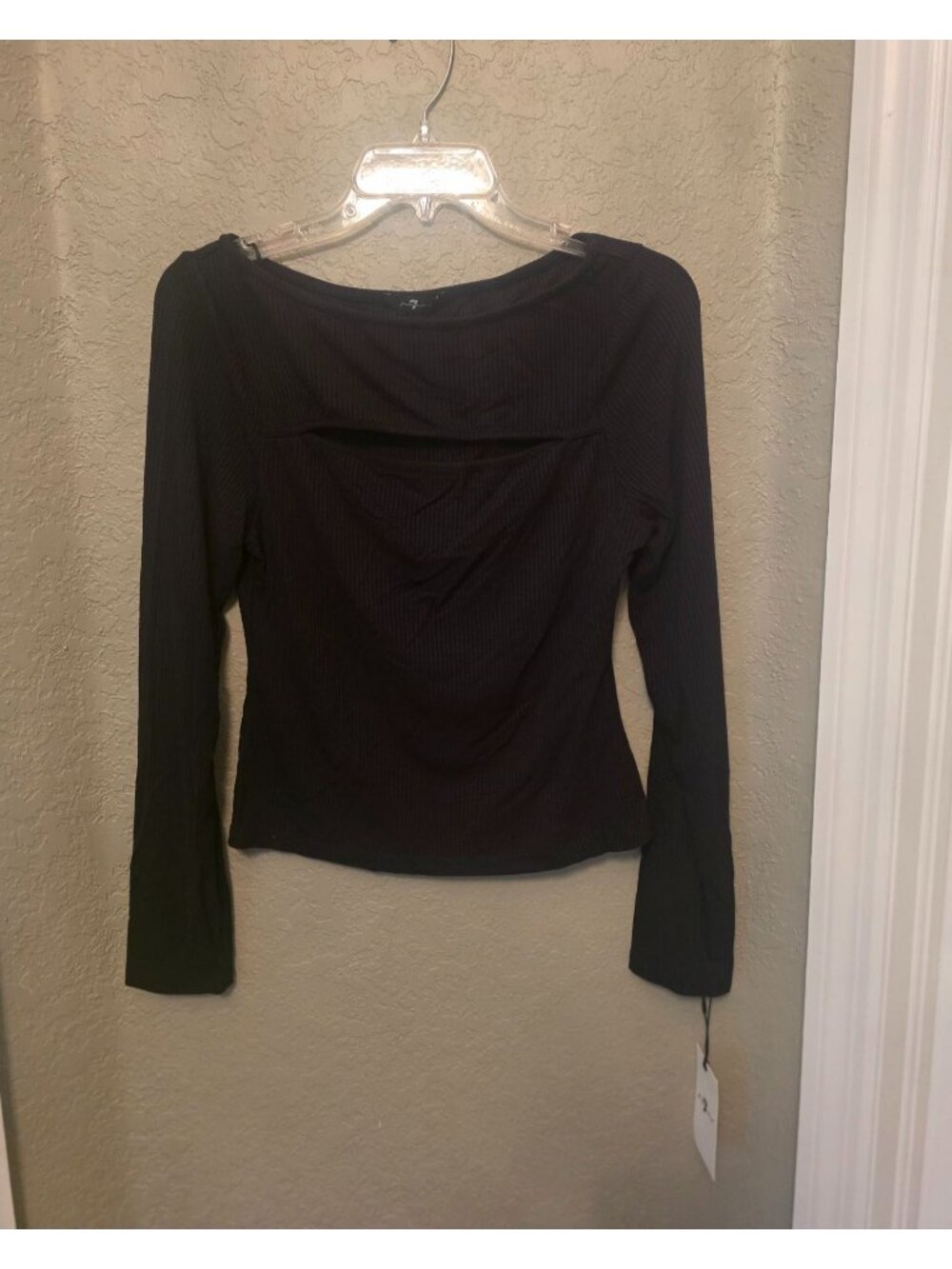 7 For All Mankind Long Sleeve Ribbed Lighweight Shirt Blouse M NEW
